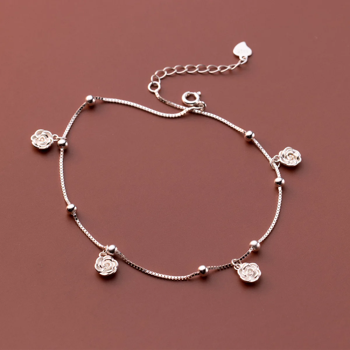 

MIQIAO Rose Flower Anklets For Women Bracelet On The Leg Beach Accessories 925 Sterling Silver Best Sellers Jewelry For Feet