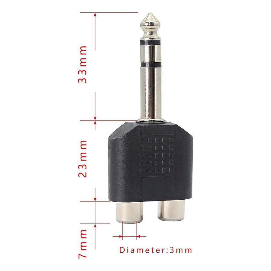 2PCS 6.35mm TRS Stereo Jack 2RCA Female Audio Adapter 6.5 TS Mono 1/4 Inch Male To TWO RCA Splitter for Mixer Amplifier Speaker