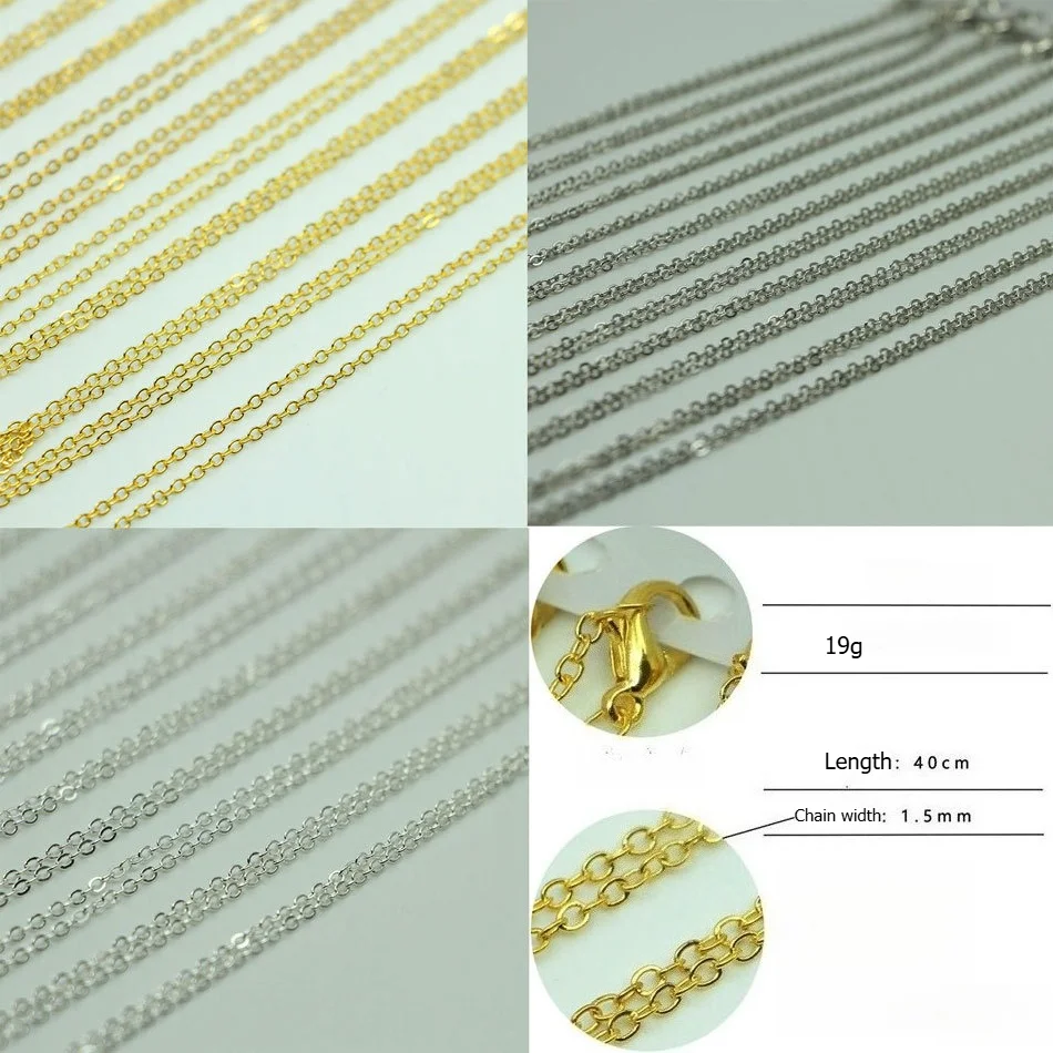 12pcs DIY Jewelry Findings Wholesale Silver Plated Metal Chain Lobster Clasp O Chain Semi Finished 12 Pack Necklace