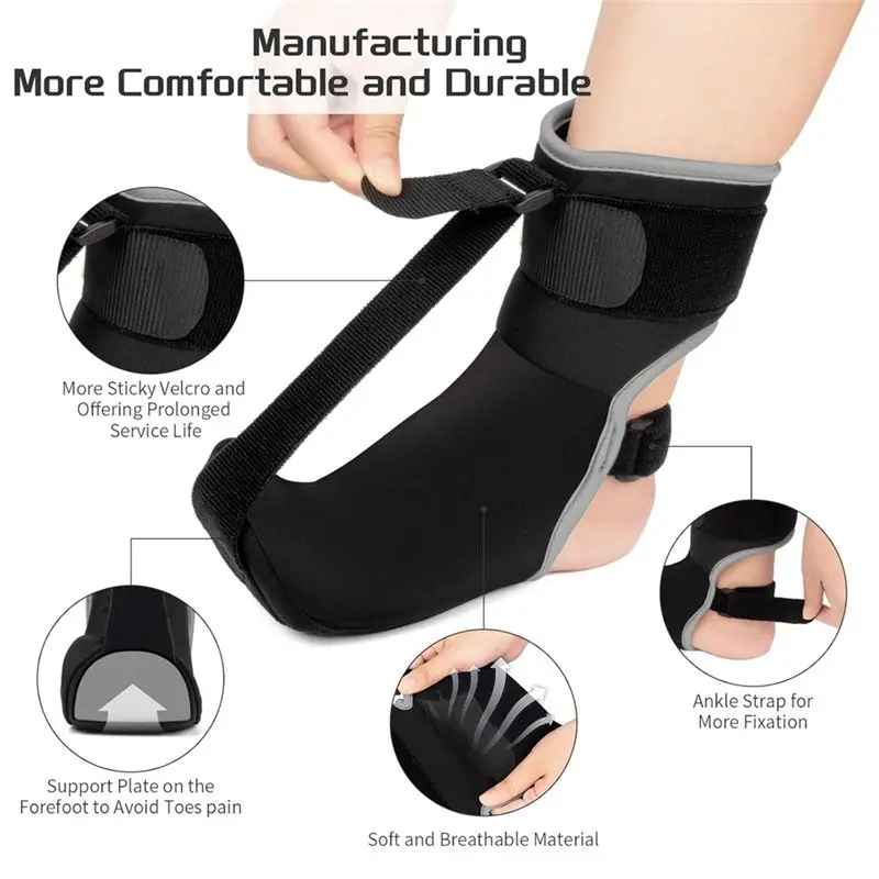 AEB0-Plantar Fasciitis Night Splint Sock Unisex Plantar Fasciitis Brace With Massage Ball For Foot Pain Relief Stretch Strap