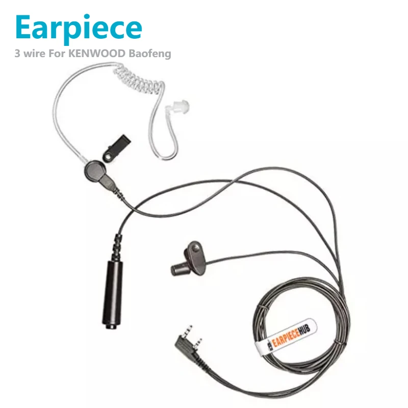 3 Wire Covert Acoustic Tube Earphone PTT Mic 2 Pin K-plug Earphone for KENWOOD Baofeng TYT HYT Two Way Radio