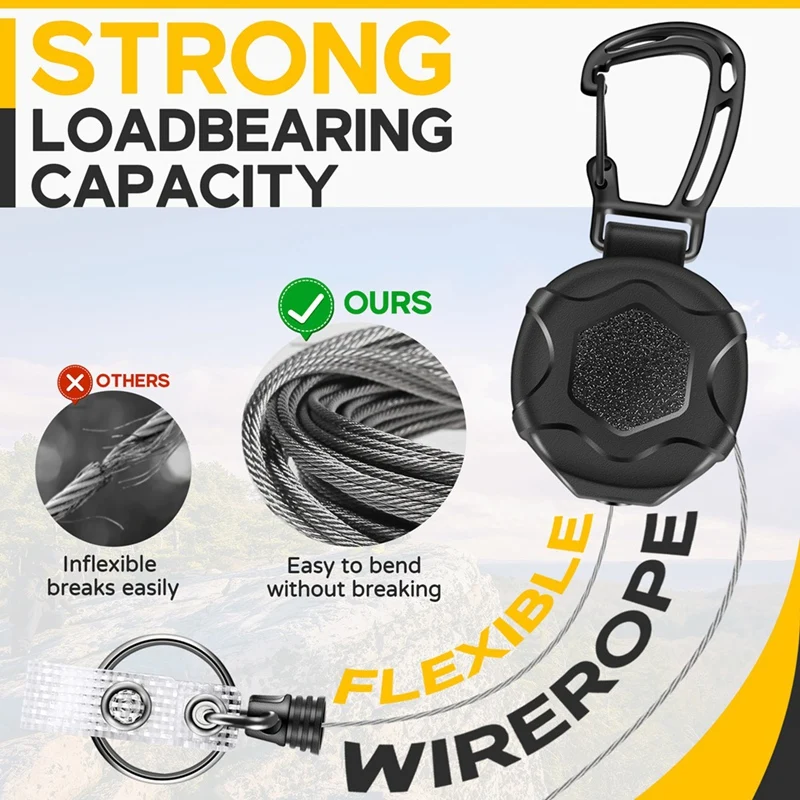 Retractable Keychains Heavy Duty Badge Reel Retractable Id Badge Clip With Upgraded Mountaineering Buckle