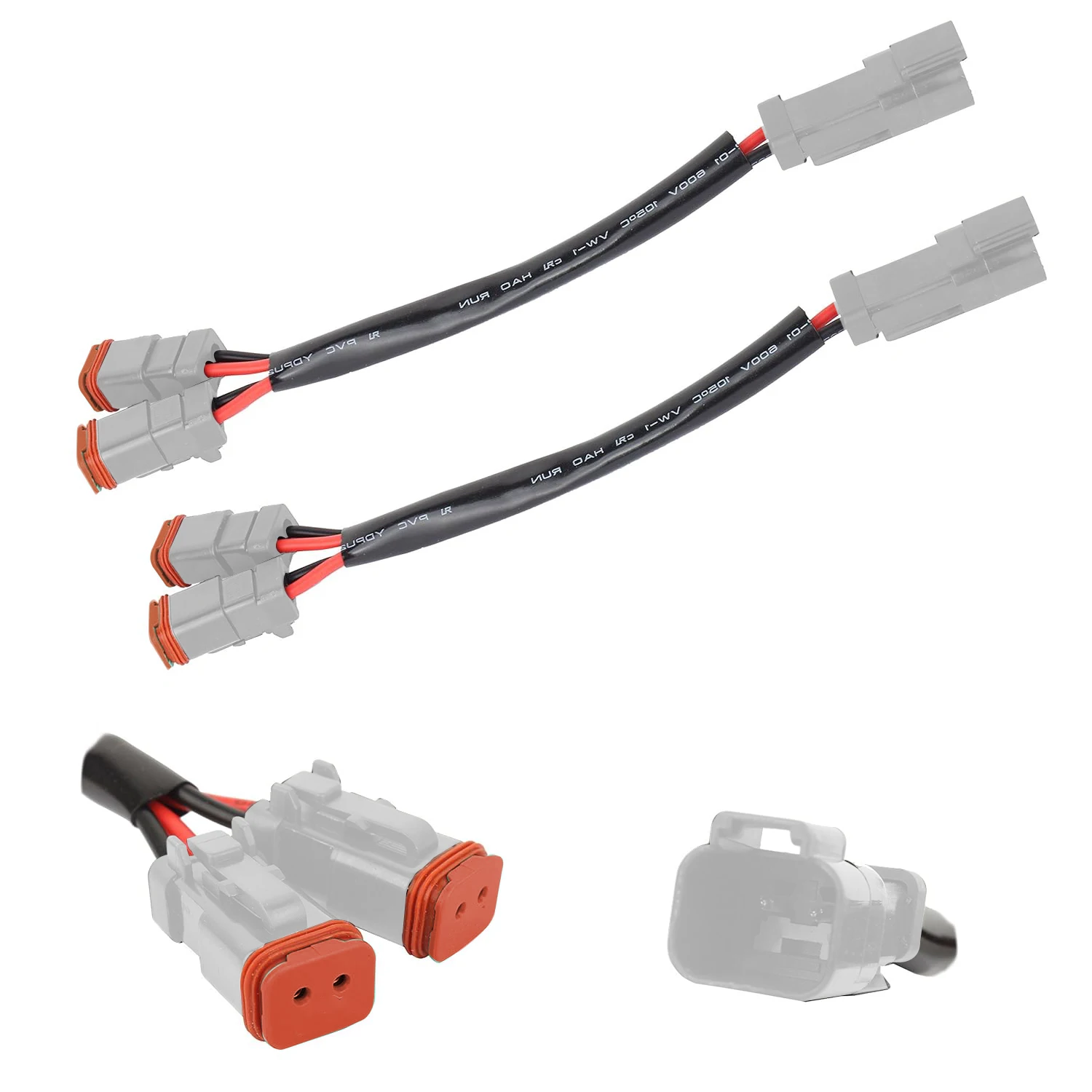 1 Set DT 2-Pin Stecker-Buchse Kabelbaum, 2-in-1 DTP Adapter Verlängerungskit Steckverbinder für LED-Arbeitsscheinwerfer, Würfellichter, Nebelscheinwerfer