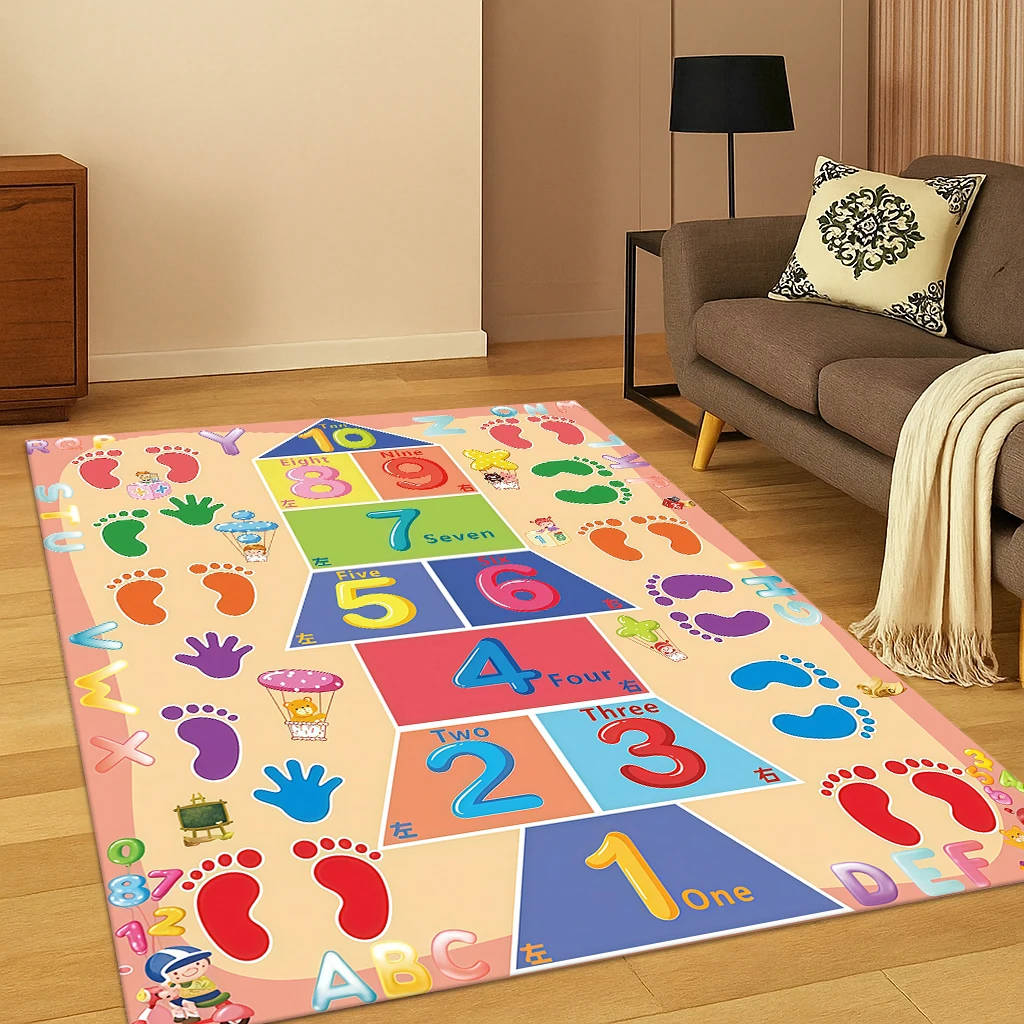 

Kids Digital Hopscotch Game Carpet, Non-Slip Play Mat for Living Room & Bedroom, Interactive Floor Rug – Home Kids Decor