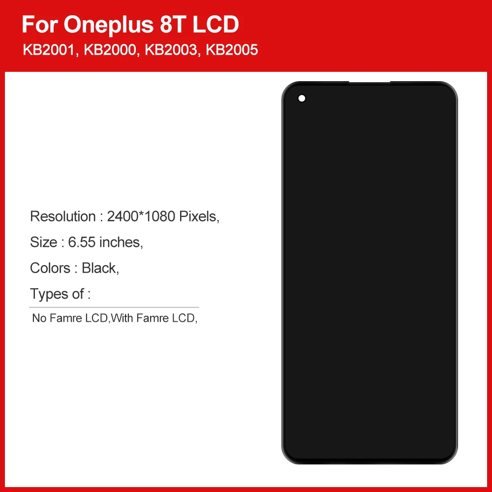 OnePlus 8T AMOLED LCD Display for KB2001 KB2000