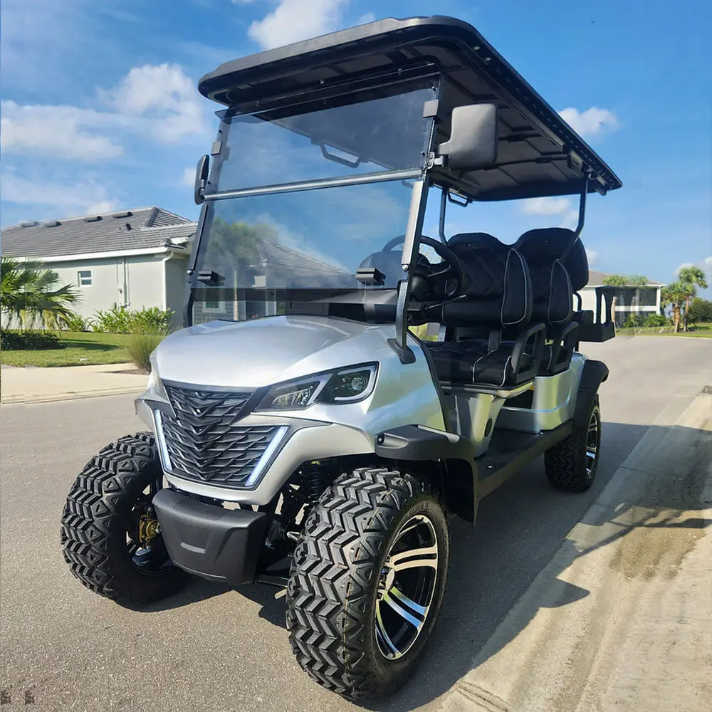 Max Load Capacity 6 Seater 7.5kW AC Motor Off-road Scooter 72V Lithium Battery Aluminum Wheels Electric Golf Cart