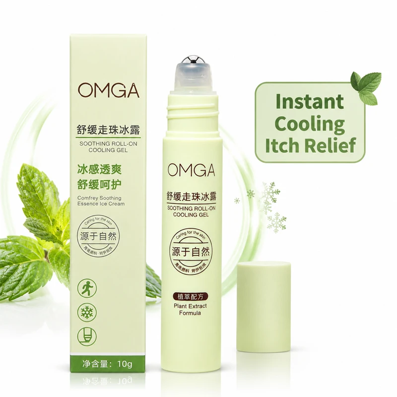 

OMGA Soothing Roll-On Cooling Gel 10g Mosquito Bug Bite Itch Relief Plant Extract Portable Fresh Scent Outdoor Skin Care