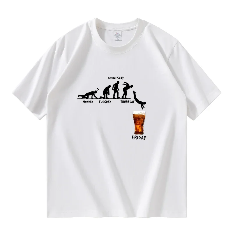 Monday To Friday Beer Print T-shirts Men Fahion Funny Short Sleeve Cotton T-shirt Women Causal Harajuku Graphic Tee Tops Camiset