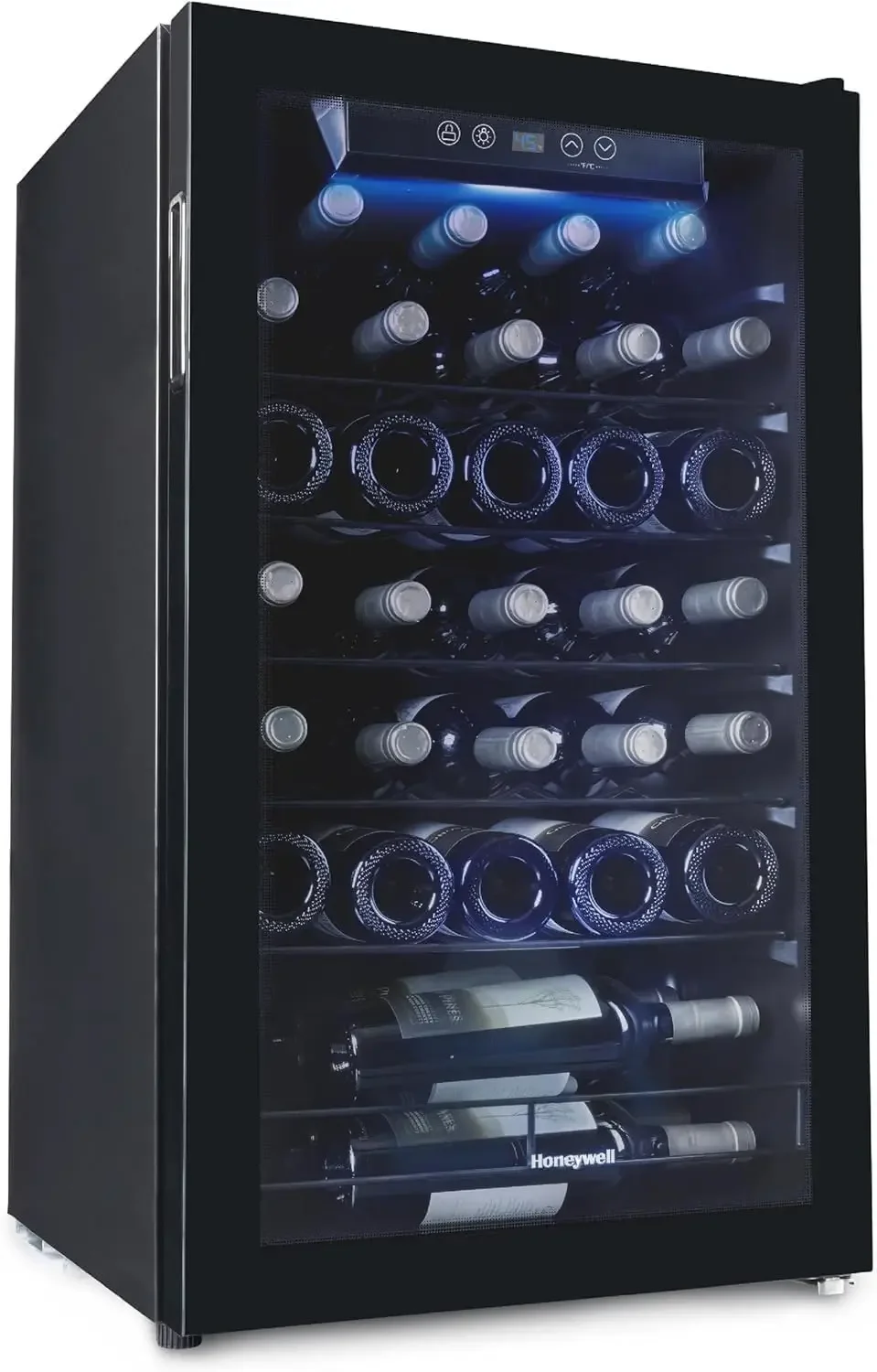 Honeywell 34 Bottle Compressor Wine Cooler Refrigerator, Large Freestanding Wine Cellar For Red, White, Champagne