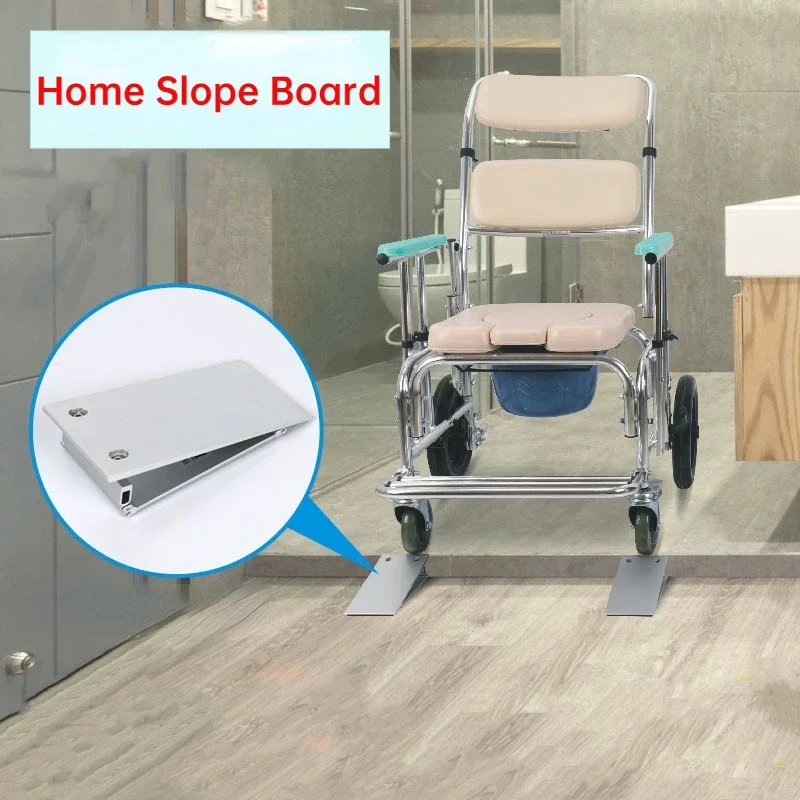 A Pair Home Bathroom Ramp Boards Accessible Mobile Aluminum Alloy Toilet Slope Board Disabled Wheelchair Buffer Aisle Board