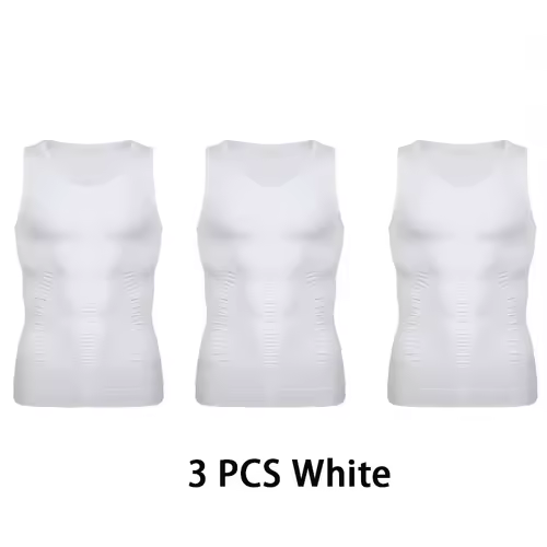 Mens Slimming Body Shaper Vest Shirt Abs Abdomen Slim Gym Workout Tummy Control Compression Tank Top Sleeveless Shapewear - Image 31