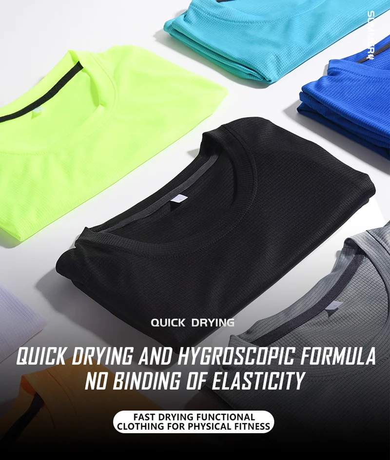 Men's Quick Dry Workout Shirt Breathable Moisture Wicking Gym Fitness Running T Shirt Short Sleeve Training Sportswear Top