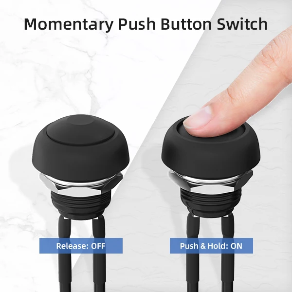 DaierTek 5PCS 12mm Momentary Push Button Switch On Off Mini Round Switch Waterproof PBS-33B 3A 125V AC mit vorgelötetem Draht – Detail 4
