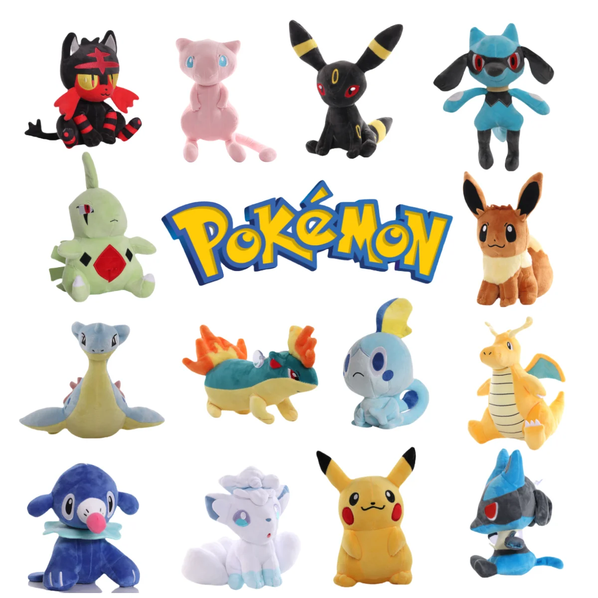 Pokemon Pikachu peluche Riolu Eevee Lapras Dragonite Lucario juguete Sobble muñeca Larvitar Ouilava Umbreon Litten Mee Popplio
