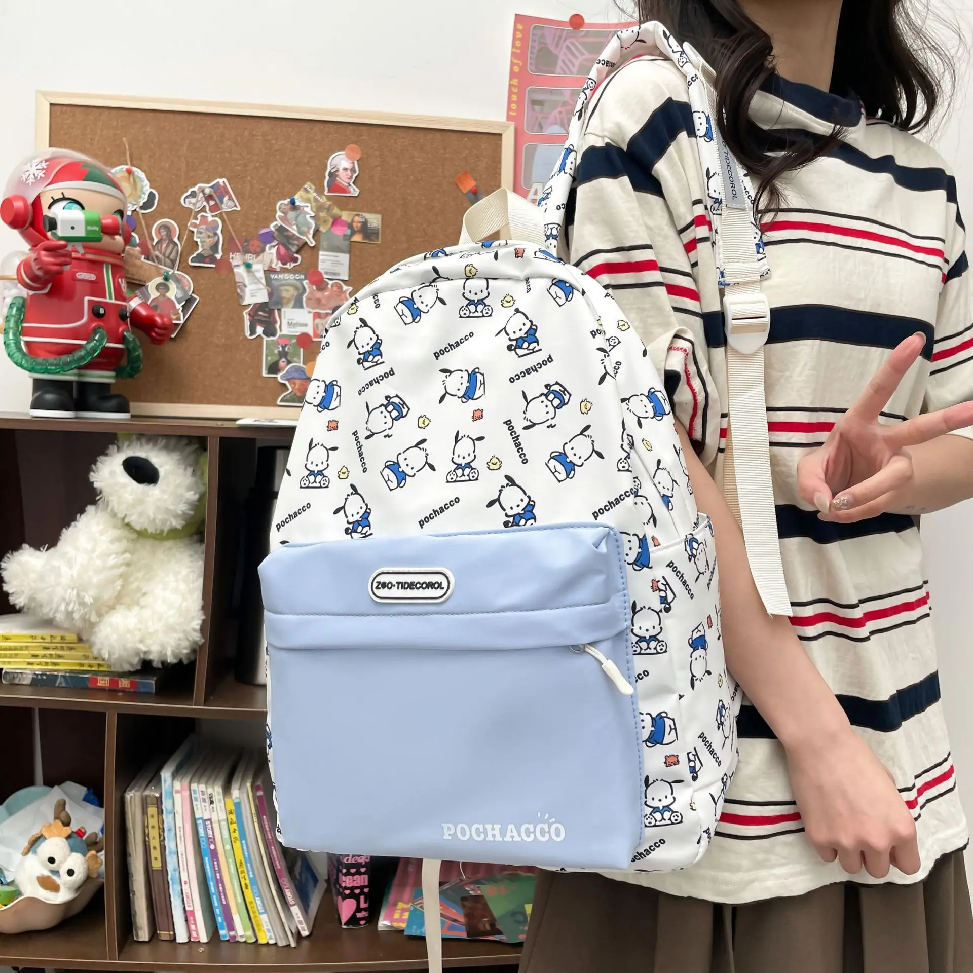 Famous school bag Hello Kitty backpack, Cinnamoroll Melody cute backpack, cartoon animation school bag, girls casual travel comm