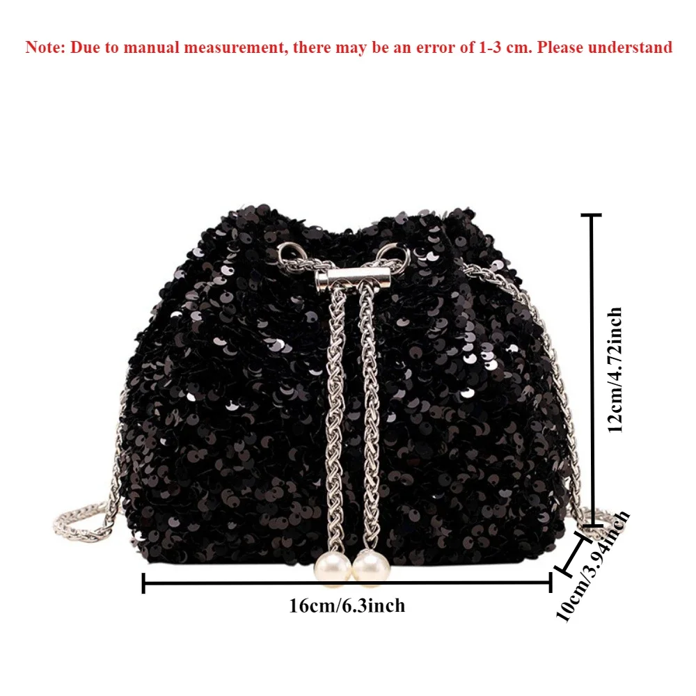 Crossbody Bags Sequin Women's New Korean Bucket Bag Bright Eyes Style Fashion Crossbody Dinner Single Shoulder Bags image 3