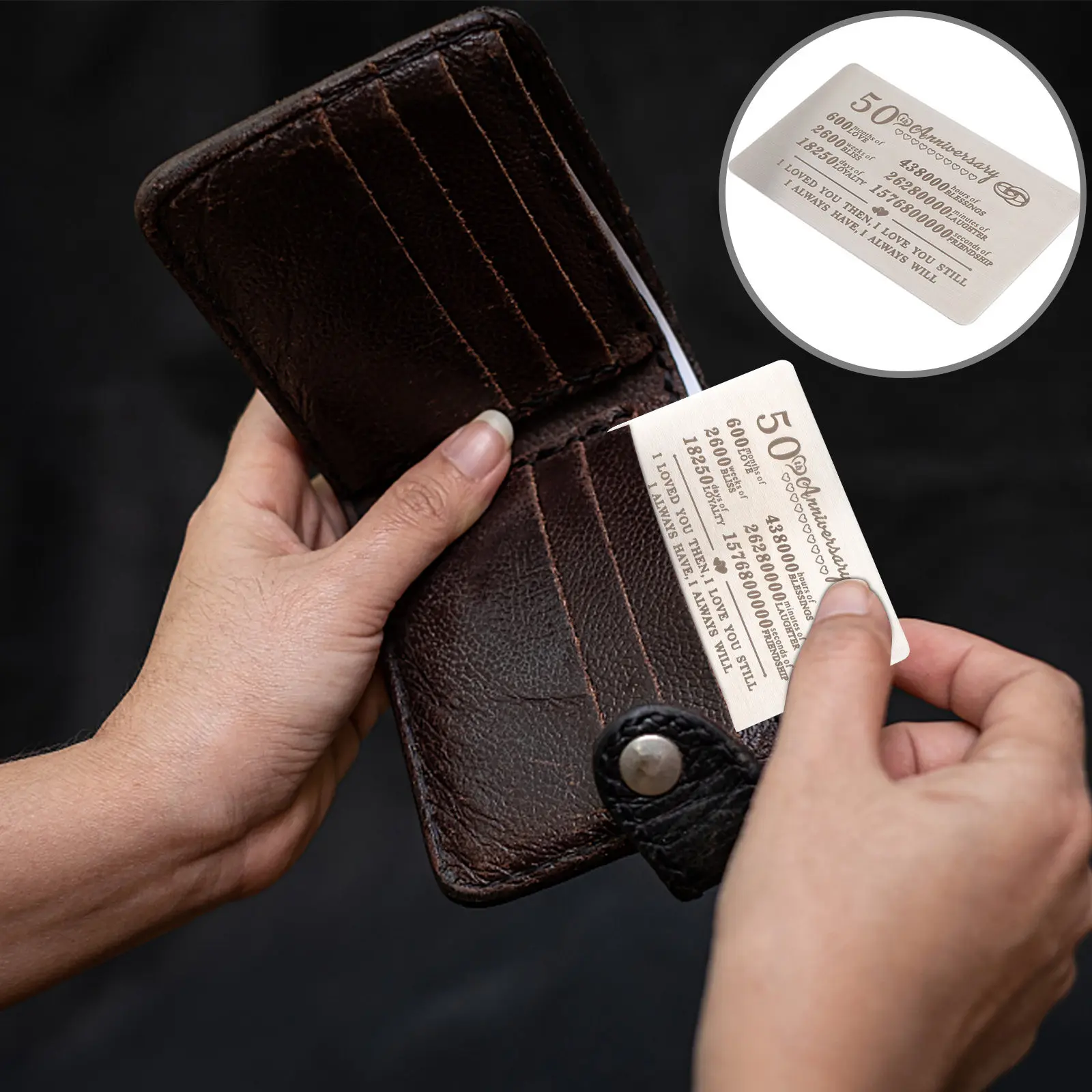 

2 шт. вкладыши для кошелька из нержавеющей стали, романтические подарки на годовщину для мужа, вкладыши для кошелька