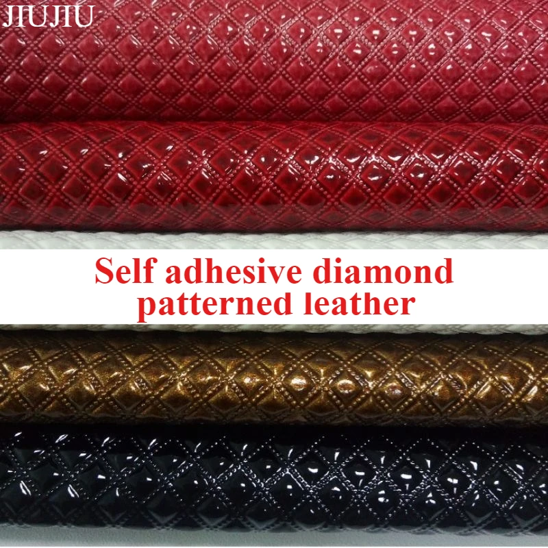 

50x137cm Self Adhesive Diamond Pattern Leather Fabric DIY Hand Sewn Clothing Bag Home Interior Accessories Synthetic Leather