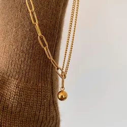 Stainless Steel Bead Chain Splicing Titanium Steel Non-fading Necklace Women's Simple High Quality Collarbone Chain Jewelry Gift