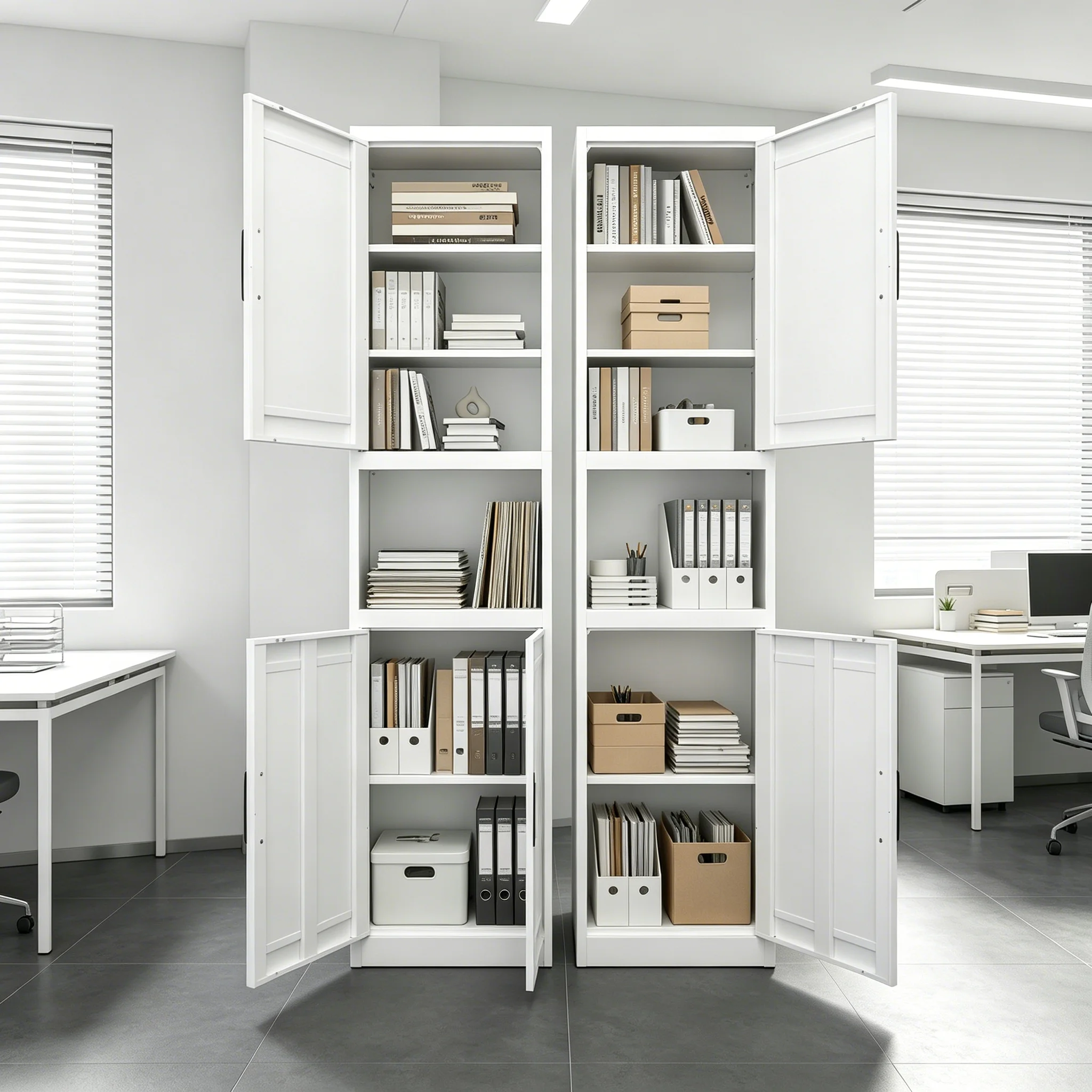 67" Tall Narrow Storage Cabinet With Magnetic Doors& Anti-Tip Device,Freestanding Bathroom Storage Tower With Adjustable Shelves,Reversible Door Anti-Tipping Design