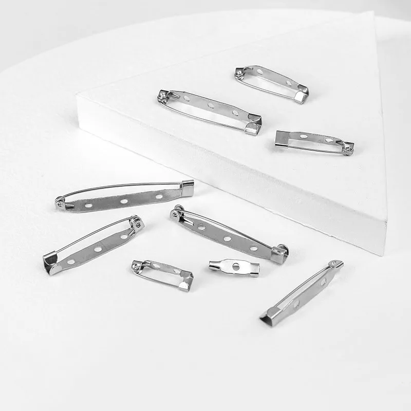 Pasadores de base de broche de clip de seguridad, ajustes de insignia, base en blanco, suministros de fabricación de joyas DIY, 15mm, 20mm, 25mM, 30mm, 35mm, 40mm, 50mm