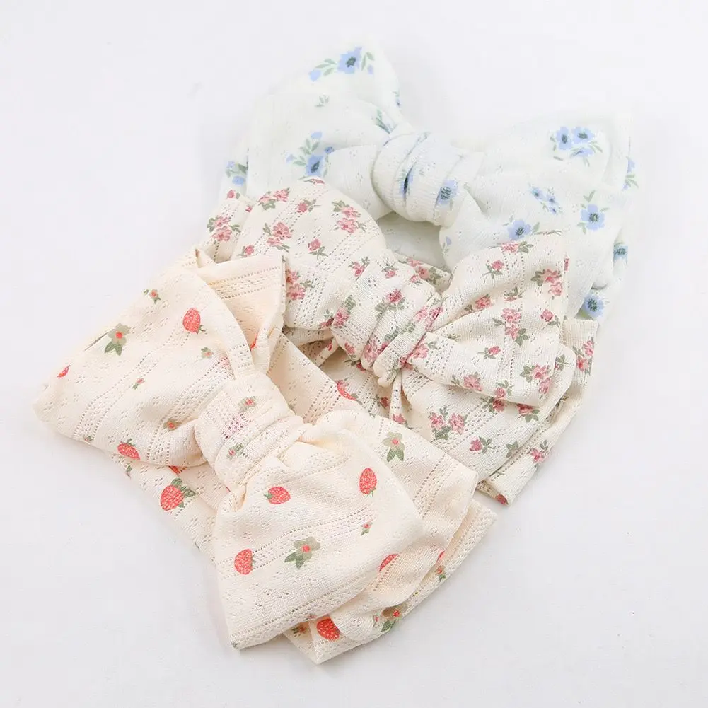 

New Large Bowknot Baby Headband Newborn Girls Floral Prints Elastic Hairbands Toddler Head wraps,Infant Plaid Headbands Headwear