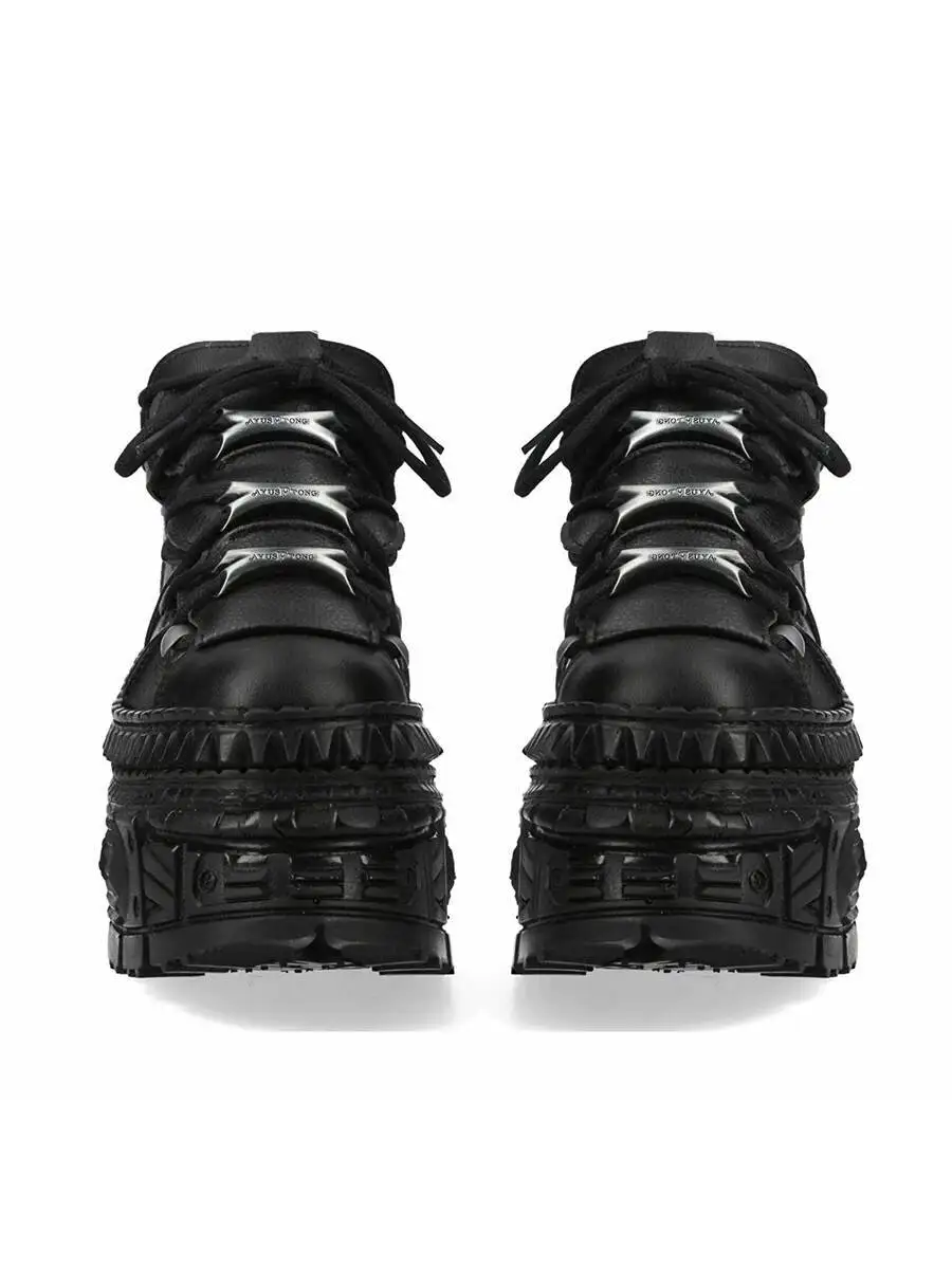 Rock Locomotive Small Leather Goth Platform Retro Metal High-top Street Shooting Men and Women with The Same Single Shoes - view 4