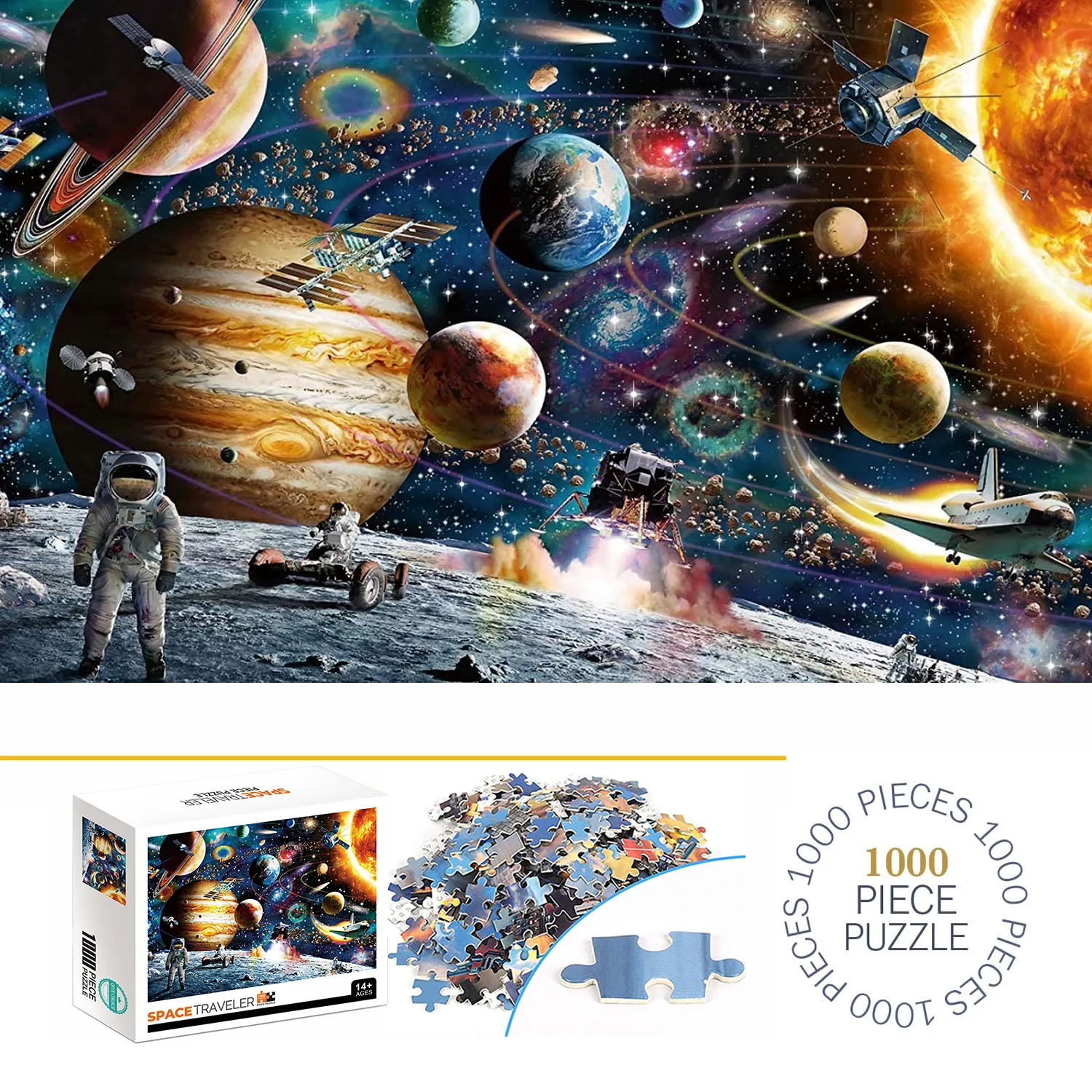 1000 Pieces Space Traveler Jigsaw Puzzles for Adults Home Decor Games Family Fun Floor Puzzles Educational Toys for Kids