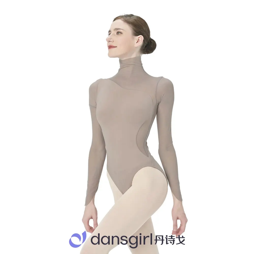 Justaucorps de Ballet pour femmes, robe d'entraînement, robe de spectacle de gymnastique à col haut, robe de Yoga pour adultes