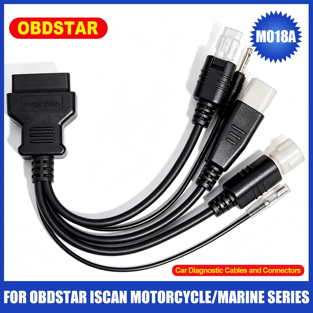 OBDSTAR M018A Motorcycle Marine Diagnostic Cable 16 pin Adapter Line Fit for ISCAN Series Fault Diagnosis Connecting Cord Tool