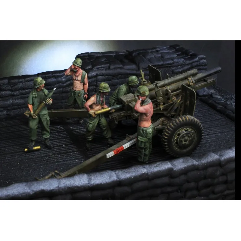 Kits de figuras de resina de artillería del Ejército de EE. UU., escala 1/35, guerra de Vietnam, tema militar, 5 figuras sin montar y sin pintar, 073