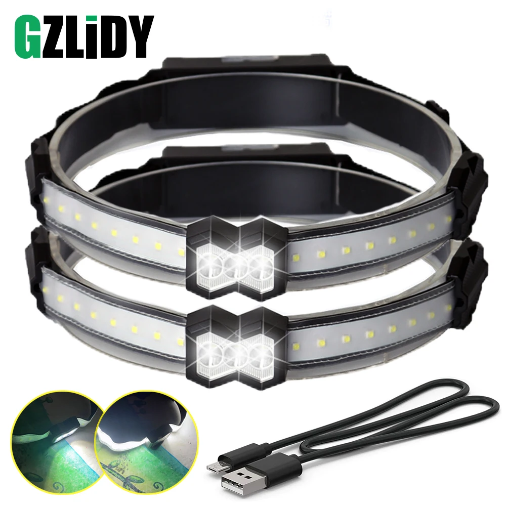 

LED Headlamp Camping Light USB Rechargeable Headlight Fishing Lantern Waterproof Floodlight Powerful 18650 Head Flashlight Torch