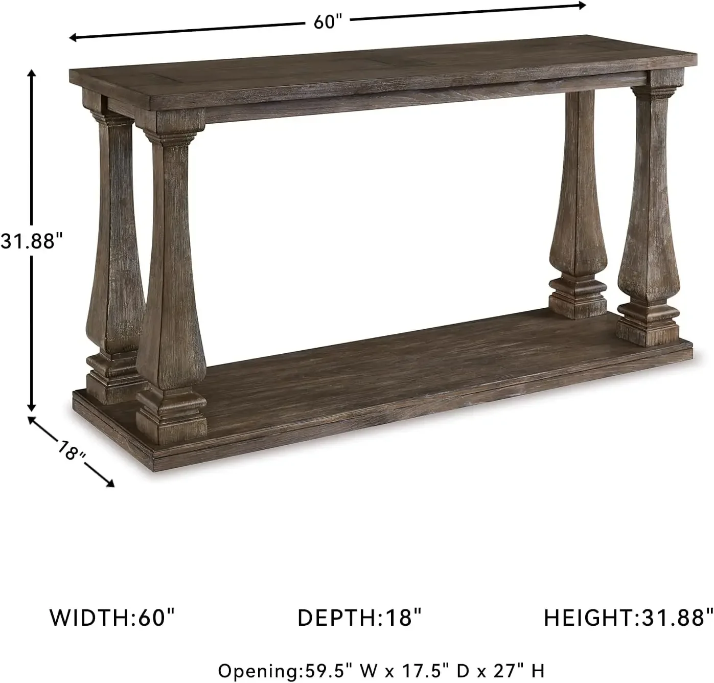 [الأسهم المحدودة! ] طاولة كونسول للأريكة العتيقة من مالاكار، باللون الرمادي