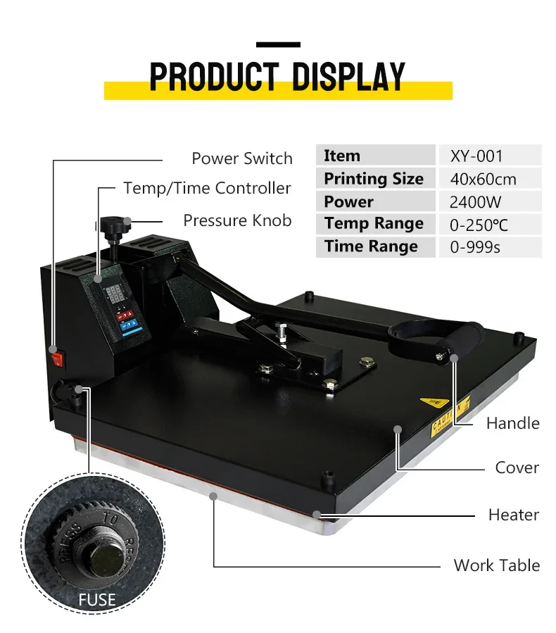 Factory Direct Sales Size 38*38cm Heat press machine Plain heat transfer machine for T-shirt and printer