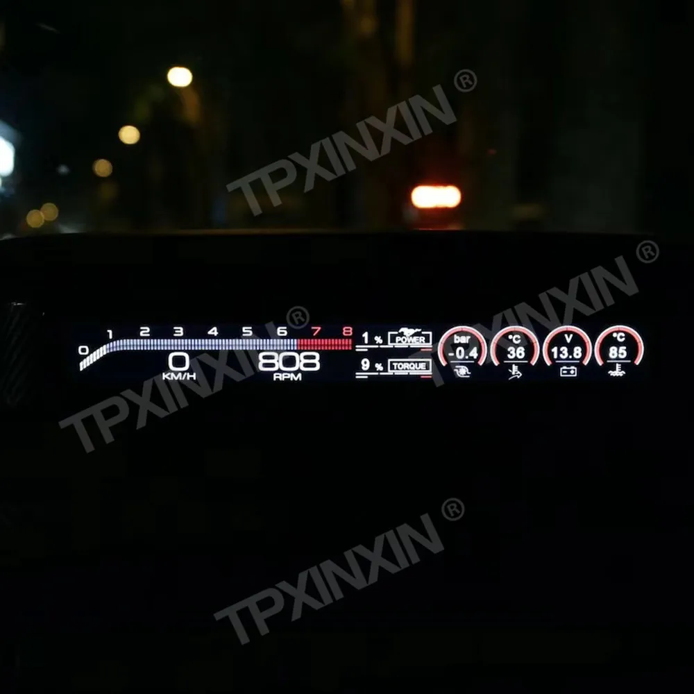 لوحة أدوات مساعد الطيار لفورد موستانج 2015-2023 لوحة القيادة الرقمية مقعد الركاب شاشة تعمل باللمس مقياس الوقود عداد السرعة HD LCD