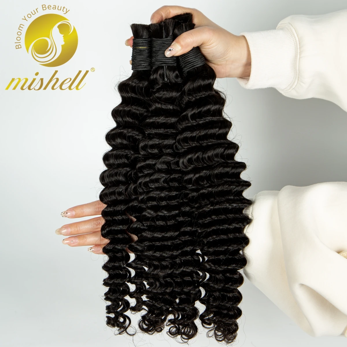 Human Braiding Hair Deep Wave Bulk Human Hair No Weft 100% Unprocessed Virgin Bundle Micro Human Braiding Hair for Boho Braids