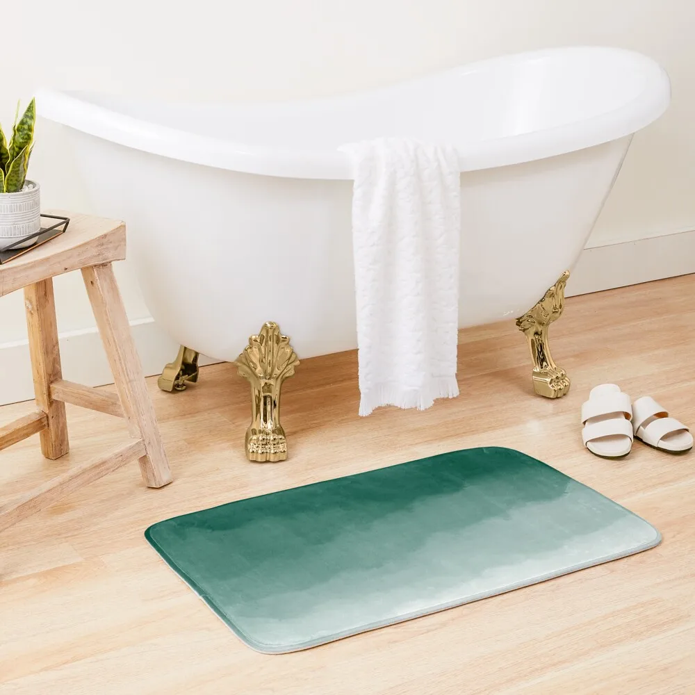 

Emerald Green Watercolor Ombre (green/white) Bath Mat Foot Bathroom Carpet For Bathroom Bath Room Acessories Front Door Mat