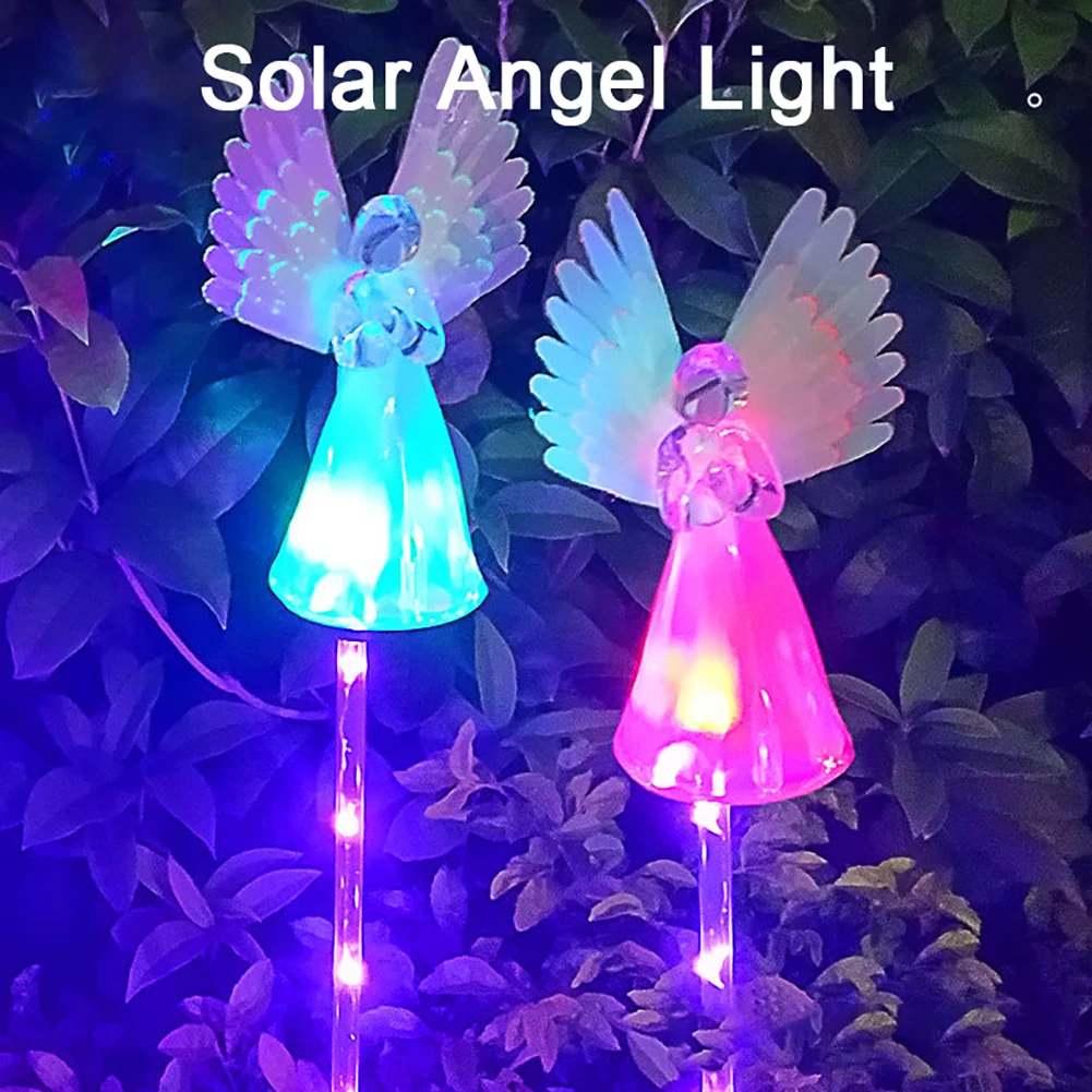 Solar LED Angel Lights Waterproof Outdoor Lawn Lamp Garden Decoration Lights Landscape Yard Patio Cemetery Stake Lights