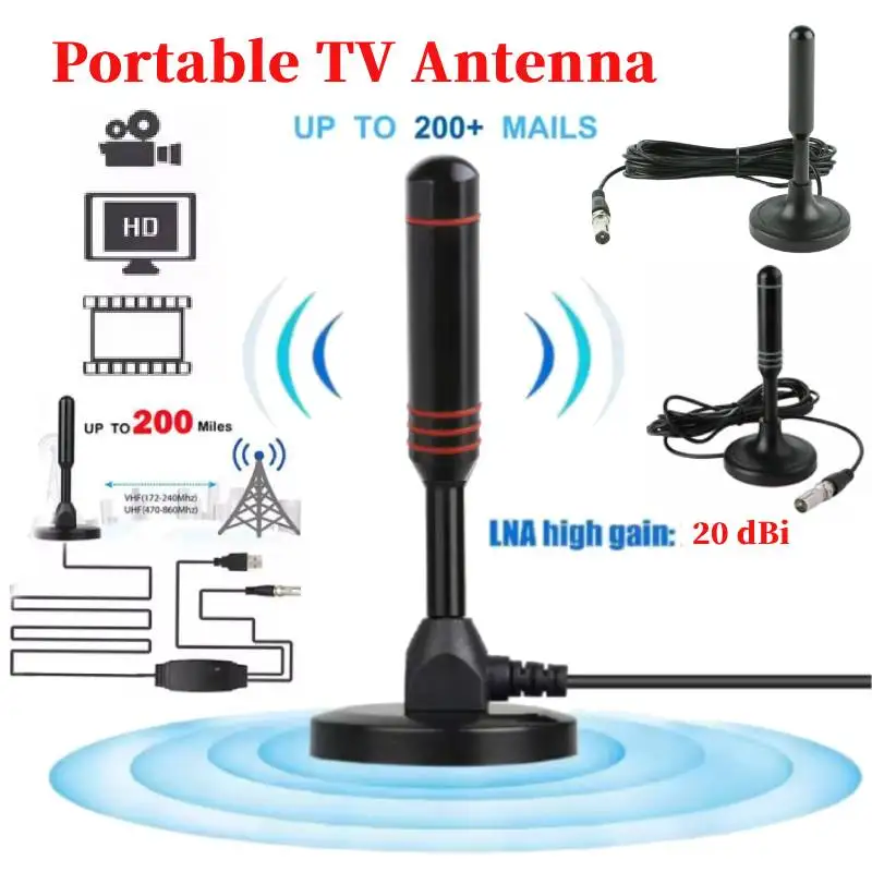 

4K/1080P HD Digital TV Antenna Indoor Amplified DAB High Gain 200 Miles With Signal Amplifier Booster VHF/UHF Quick Response