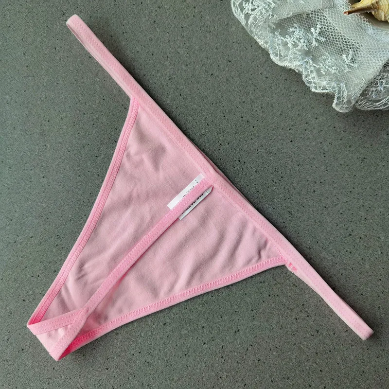 Bragas de algodón con parte trasera en T para mujer, ropa interior personalizada, Tanga de cintura baja, lencería Sexy de talla grande