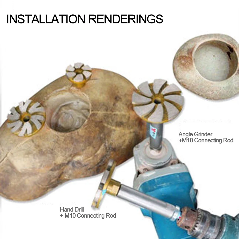 Mola diamantata Pulizia inferiore Ruota lucidante per ciottoli Vasi da fiori in pietra Pietra Ceramica Accessori per smerigliatrice Parte dello strumento