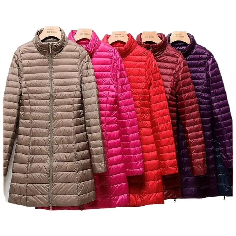 

Hotsale Plus size Ladies Long Warm Down Coat With Portable Storage Bag Women Ultra Light Down Jacket Women Overcoats Hip-Length