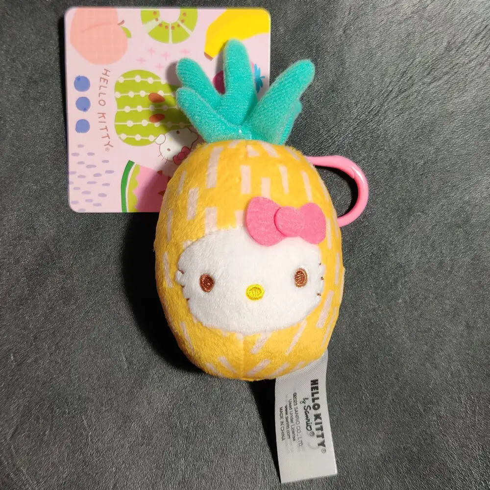 Sanrio série de frutas abacaxi olá kitty boneca pingente chaveiro dos desenhos animados kitty gato boneca saco acessórios pingente chaveiros presentes