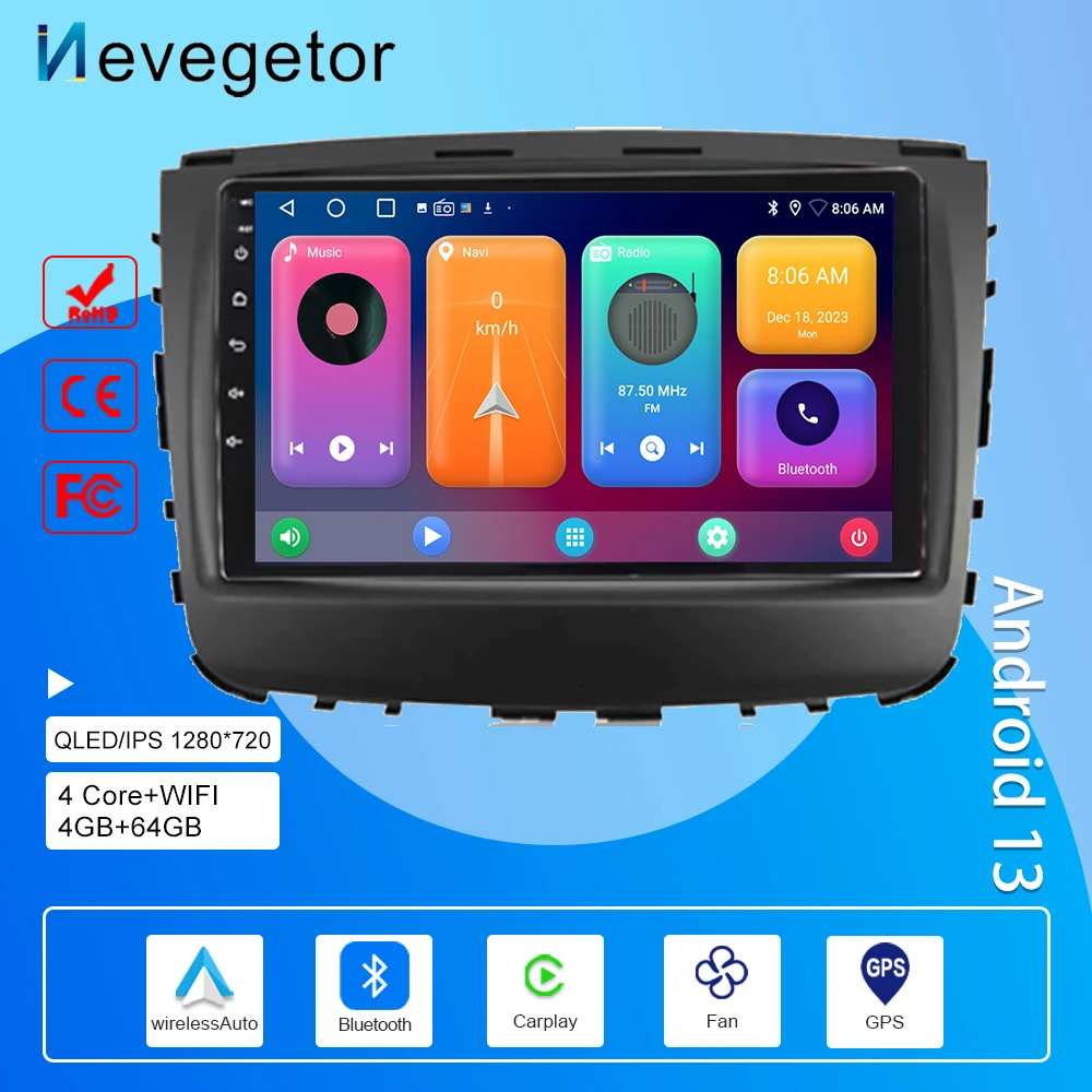 For Ssangyong Rexton  2018 Car Radio Head Unit Multimedia Video Player Stereo Navigation GPS Android Auto Carplay BT No 2din DVD