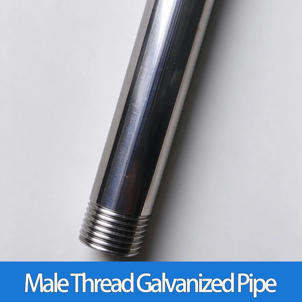 1Pcs 4cm to 50cm Male Thread Extension Tube 1/2 3/4 1 1-1/4 1-1/2 2 4 Galvanized Carbon Steel Pipe Fitting Connector Plumbing