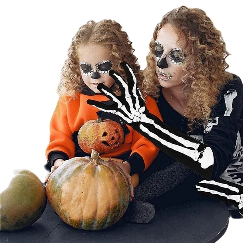 Halloween-Skelett-Handschuhe, dunkler Wind, konvexer Trick-Kostüm, Geisterfest, Skelett, Ghostbusters, Hand-Requisiten, Schwarz, passend für die meisten