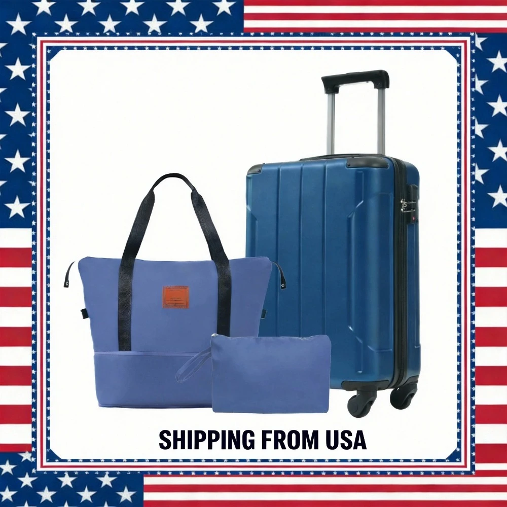 

Набор из 3 предметов: чемоданы 20 дюймов с колесами-спиннерами, легкие жесткие чемоданы для выходных и деловых поездок