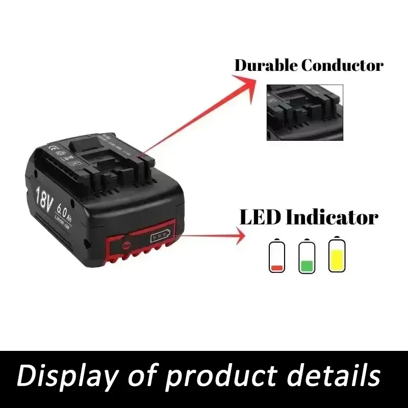 Suitable for Bosch 18V 12000mAh lithium-ion battery GBA 18v 6.0/8.0 /12.0Ah Professional GBA GSR GSB BAT609 rechargeable battery