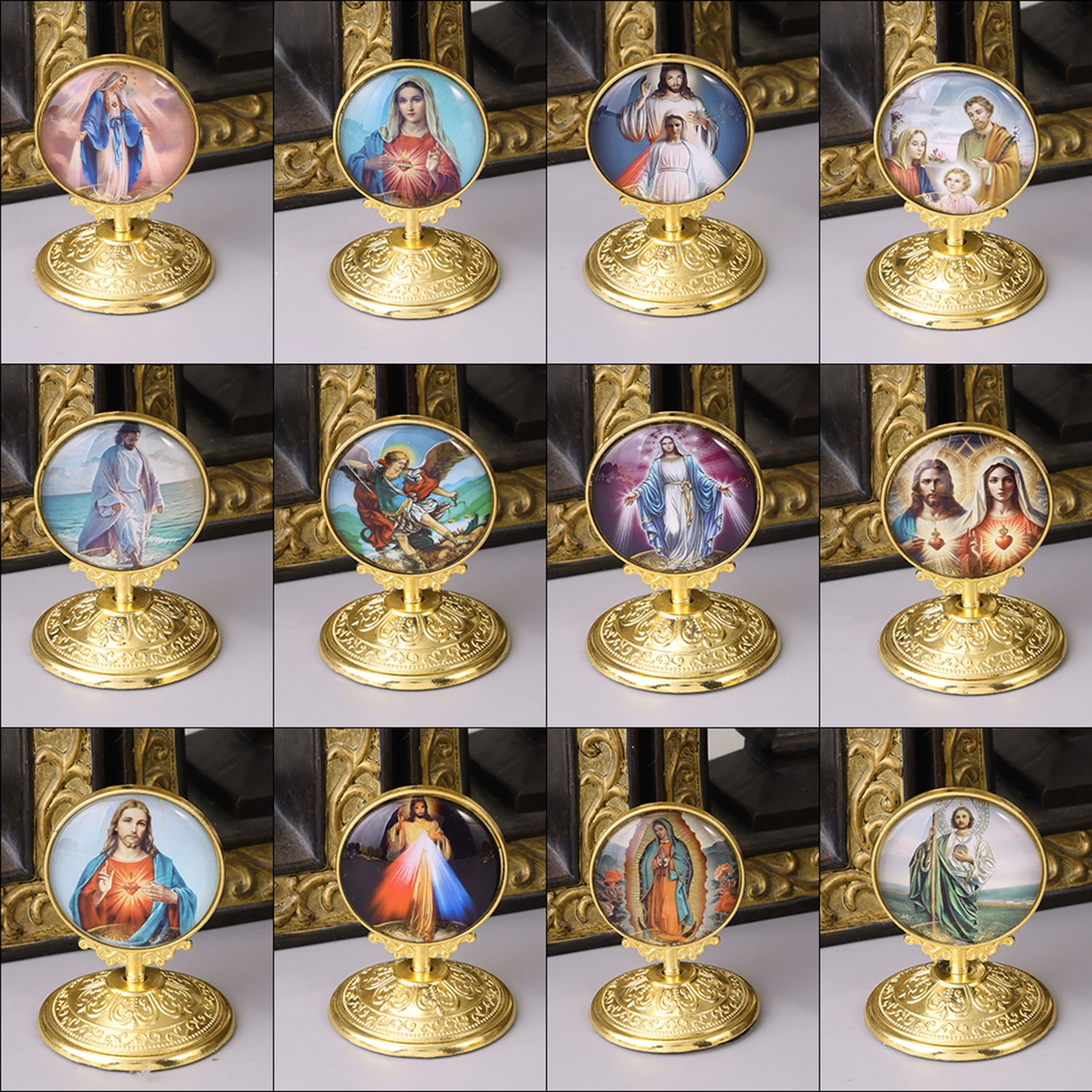 Retro Catholic Home Tabletop Cabochon Ornaments Exquisite Religious Style Car Ornaments Bible Protector Decorations Supplier