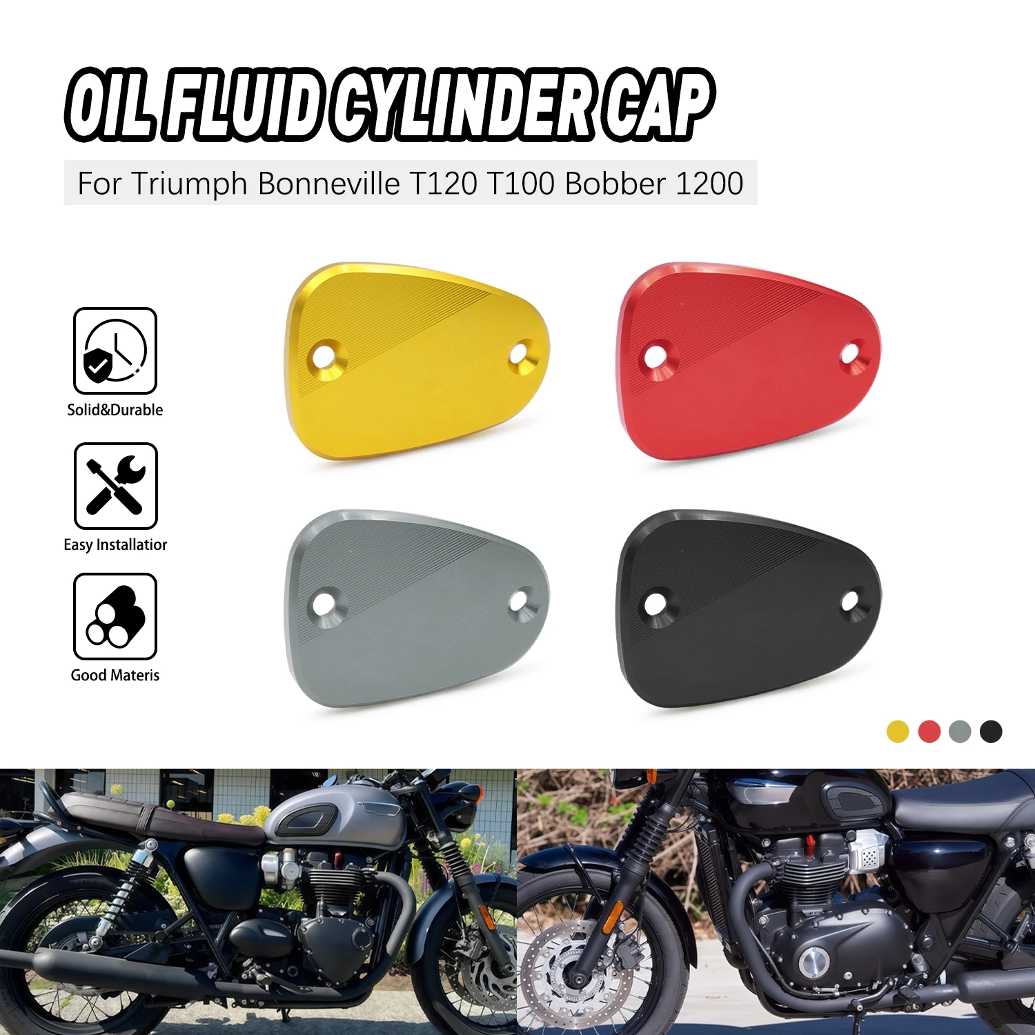 

Brake Pump Cover Replacement For Triumph Bonneville T120 T100 Bobber 1200 Motorcycle CNC Front Brake Fluid Reservoir Cover Cap